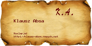 Klausz Absa névjegykártya